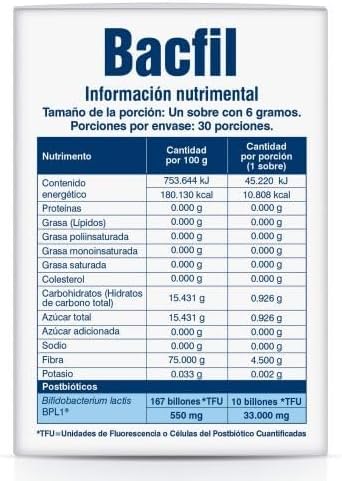BACFIL Suplemento alimenticio con 30 sobres